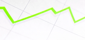 a chart, bright green line increasing